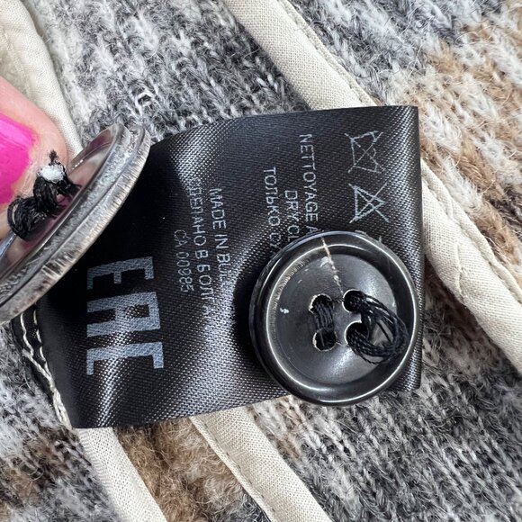 Isabel Marant Etoile Gaston Wool-Blend Plaid Coat Gray Brown Size Medium - Picture 12 of 12